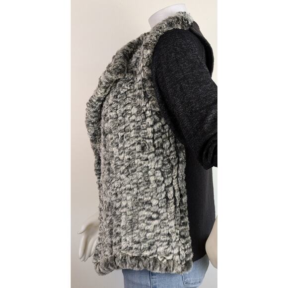 Nanette Lepore Faux Fur & Sweater Luxe Vest Sz Medium Gray Mob Wife Scandi Chic - Picture 5 of 9